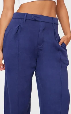 Navy Pintuck Fleeceback Tailored Sweatpants