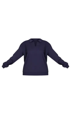 Navy Premium Collared Oversized Sweatshirt