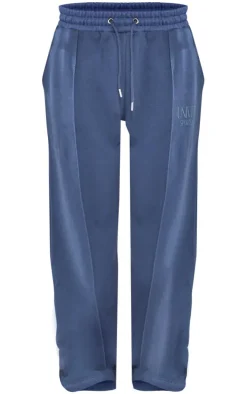 Navy Premium Oversized Pintuck Wide Leg Sweatpants
