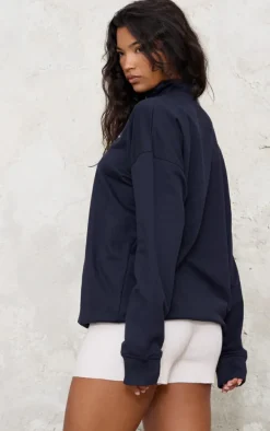Navy Quarter Zip Pilates Oversized Sweatshirt