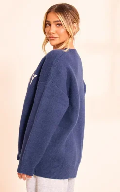 Navy Sunday Jacquard Knitted Sweater