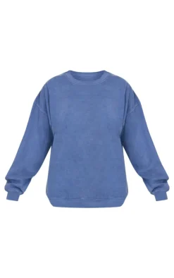 Navy Washed Milan Athletic Printed Sweatshirt