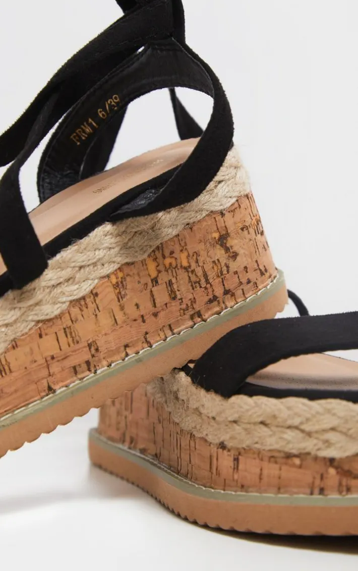 Niella Black Espadrille Flatform Sandals