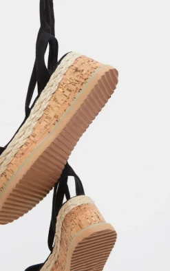 Niella Black Espadrille Flatform Sandals