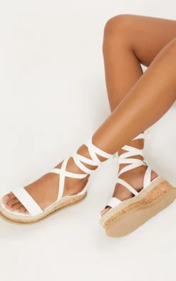 Niella White Espadrille Flatform Sandals