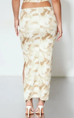 Nude Abstract Print Woven Low Rise Midaxi Skirt