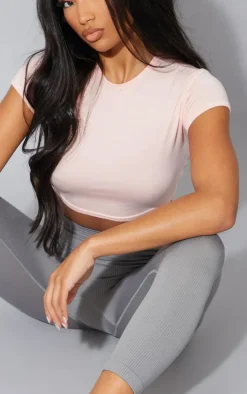 Nude Basic Short Sleeve Crop T-Shirt