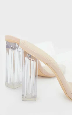 Nude Clear High Block Mule Heel