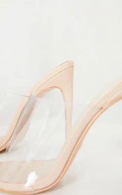 Nude Clear Strap Pu Point Toe High Heels
