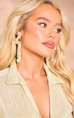 Nude Cluster Sequin Drop Statement Earrings