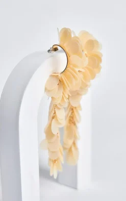 Nude Cluster Sequin Drop Statement Earrings