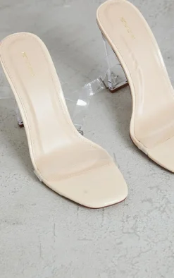 Nude Flat Heel Clear Strap Sandals