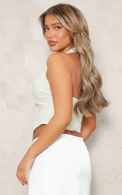 Nude Halter Neck Bow Detail Corset