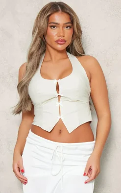 Nude Halter Neck Bow Detail Corset
