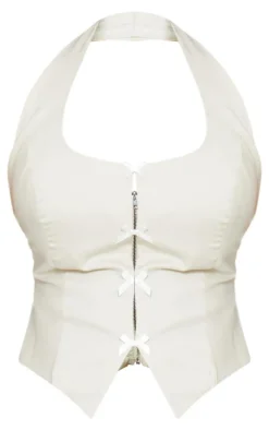 Nude Halter Neck Bow Detail Corset