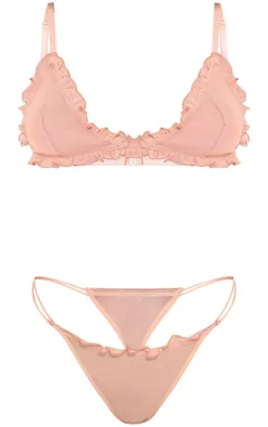 Nude Mesh Frill Lingerie Set