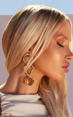 Nude Molten Drop Jewel Statement Earrings