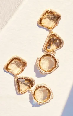 Nude Molten Drop Jewel Statement Earrings