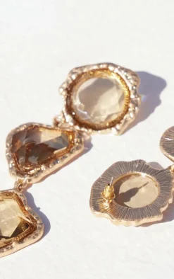 Nude Molten Drop Jewel Statement Earrings