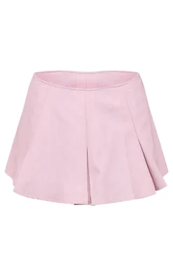 Nude Pink Box Pleat Woven Tailored Mini Skirt