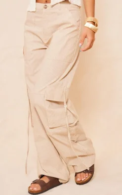Nude Pinstripe Linen Cargo Pants