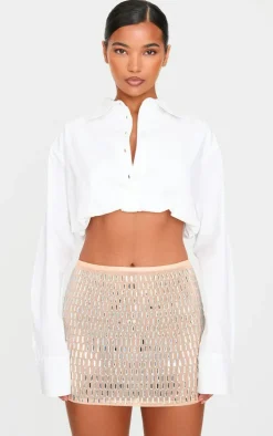 Nude Premium Embellished Mini Skirt