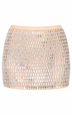 Nude Premium Embellished Mini Skirt