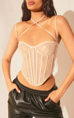 Nude Sequin Sheer Boned Corset