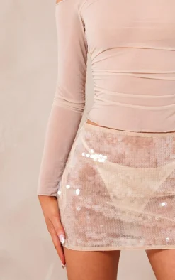 Nude Sheer Sequin Mini Skirt