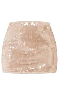 Nude Sheer Sequin Mini Skirt
