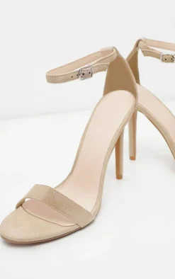 Nude Single Strap Heeled Sandals