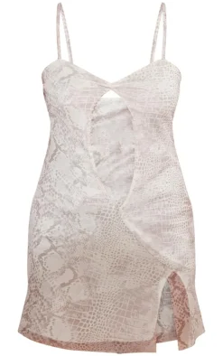 Nude Snake Print Cut Out Mini Dress