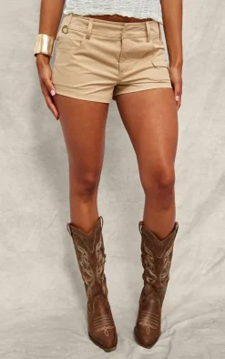 Nude Twill Low Waist Cargo Shorts