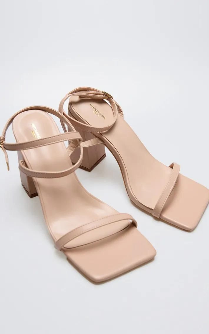 Nude Wide Fit Barely There Block Heel Sandals