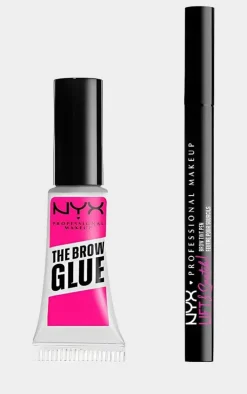 NYX Professional Makeup Brow Glue & Lift And Snatch Brow Tint Pen Ash Brown (Worth £21)