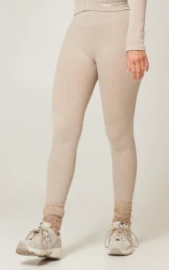 Oatmeal Acid Wash Seamless Rib High Waist Gym Leggings