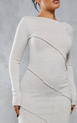 Oatmeal Binding Detail Midaxi Dress