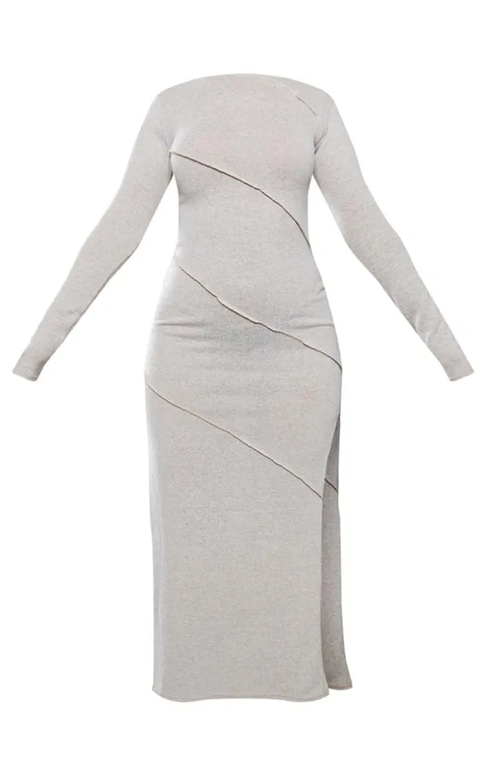 Oatmeal Binding Detail Midaxi Dress