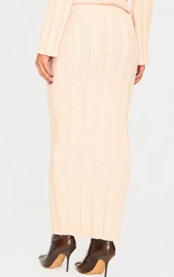 Oatmeal Cable Knit Maxi Skirt