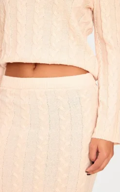 Oatmeal Cable Knit Maxi Skirt