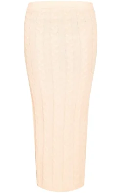 Oatmeal Cable Knit Maxi Skirt