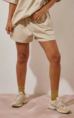 Oatmeal Cotton Oversized Boxy Shorts