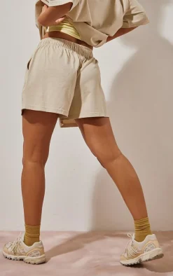 Oatmeal Cotton Oversized Boxy Shorts