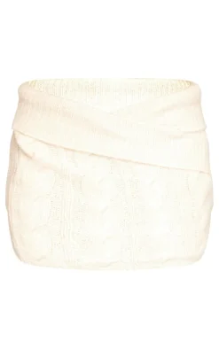 Oatmeal Folodver Detail V Front Mini Skirt