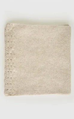 Oatmeal Glitter Scallop Rib Scarf