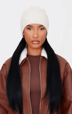 Oatmeal Glitter Scallop Rib Beanie