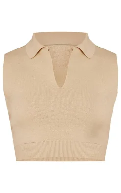 Oatmeal Knit Crop Top