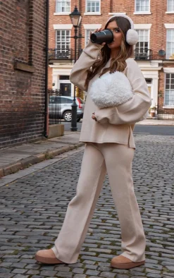 Oatmeal Knit Straight Leg Pants