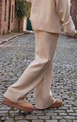 Oatmeal Knit Straight Leg Pants
