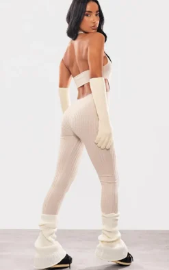 Oatmeal Knitted Cut Out Jumpsuit